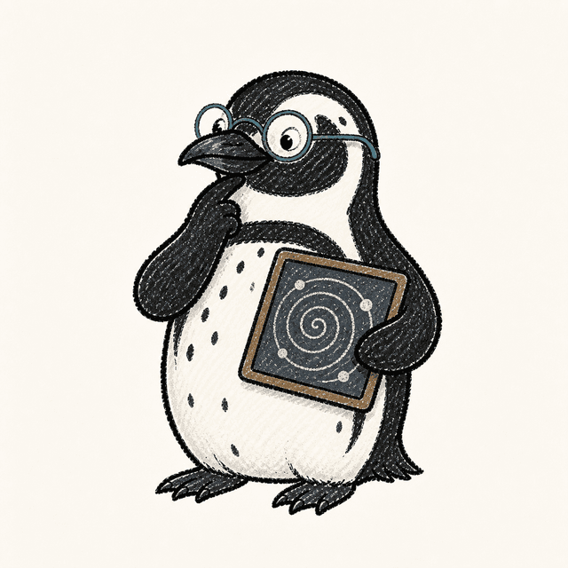 The Galápagos Theorist penguin illustration