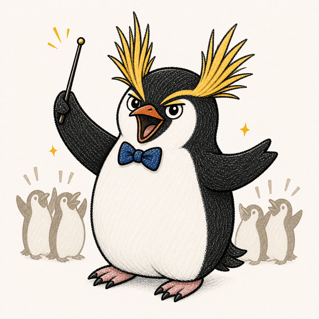 The Erect-crested Conductor penguin illustration
