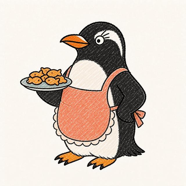 The Gentoo Hostess penguin illustration