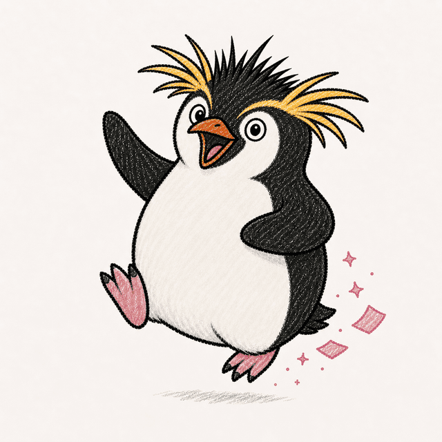 The Rockhopper Wildcard penguin illustration